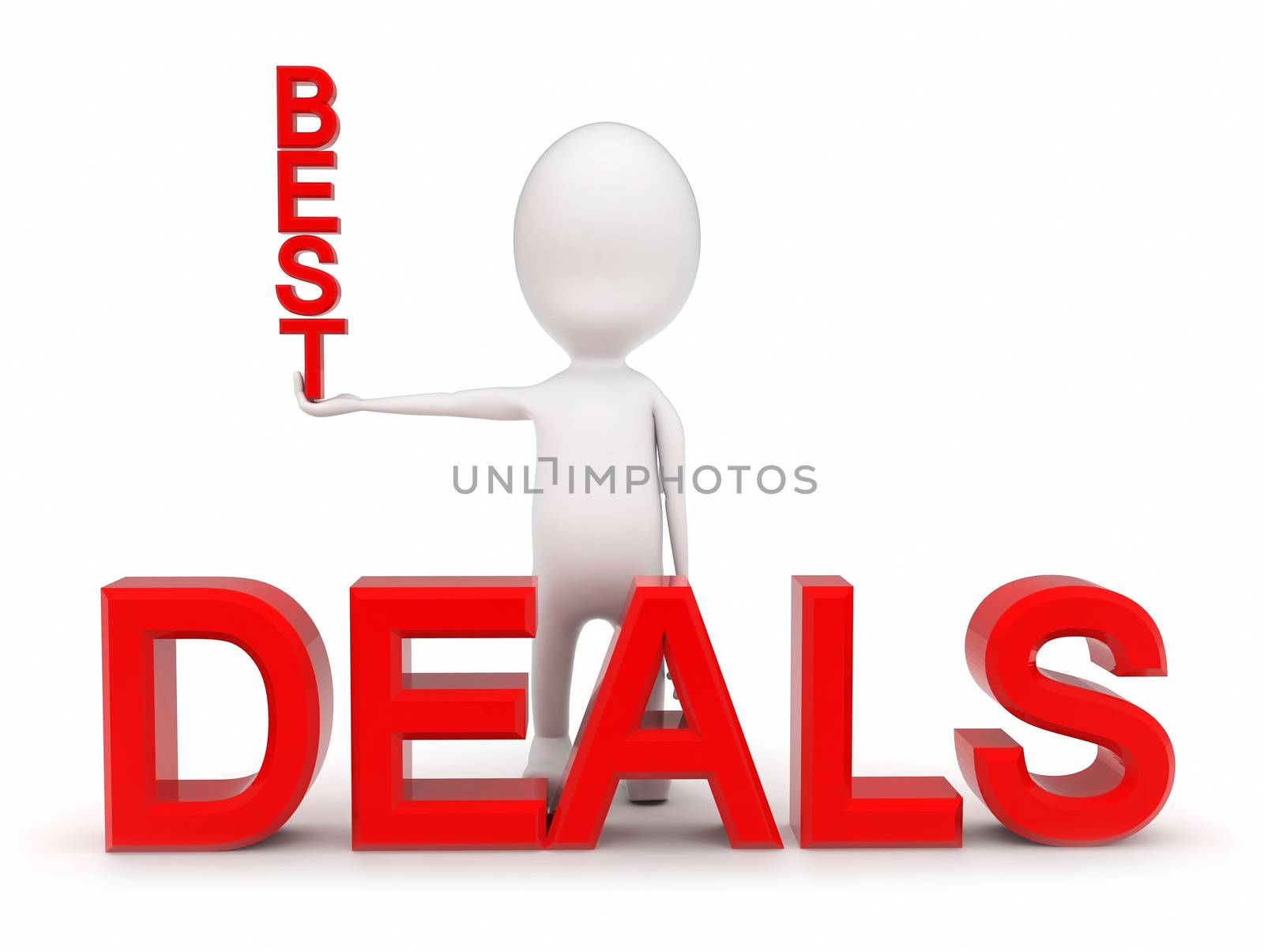 3d man presenting best deals text concept by qualityrender