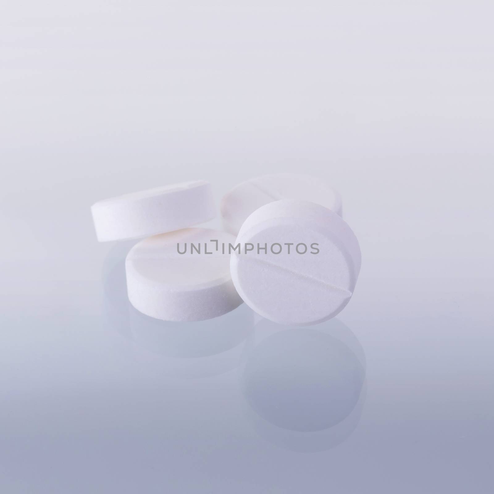 Paracetamol medicine tablets isolated on white background.