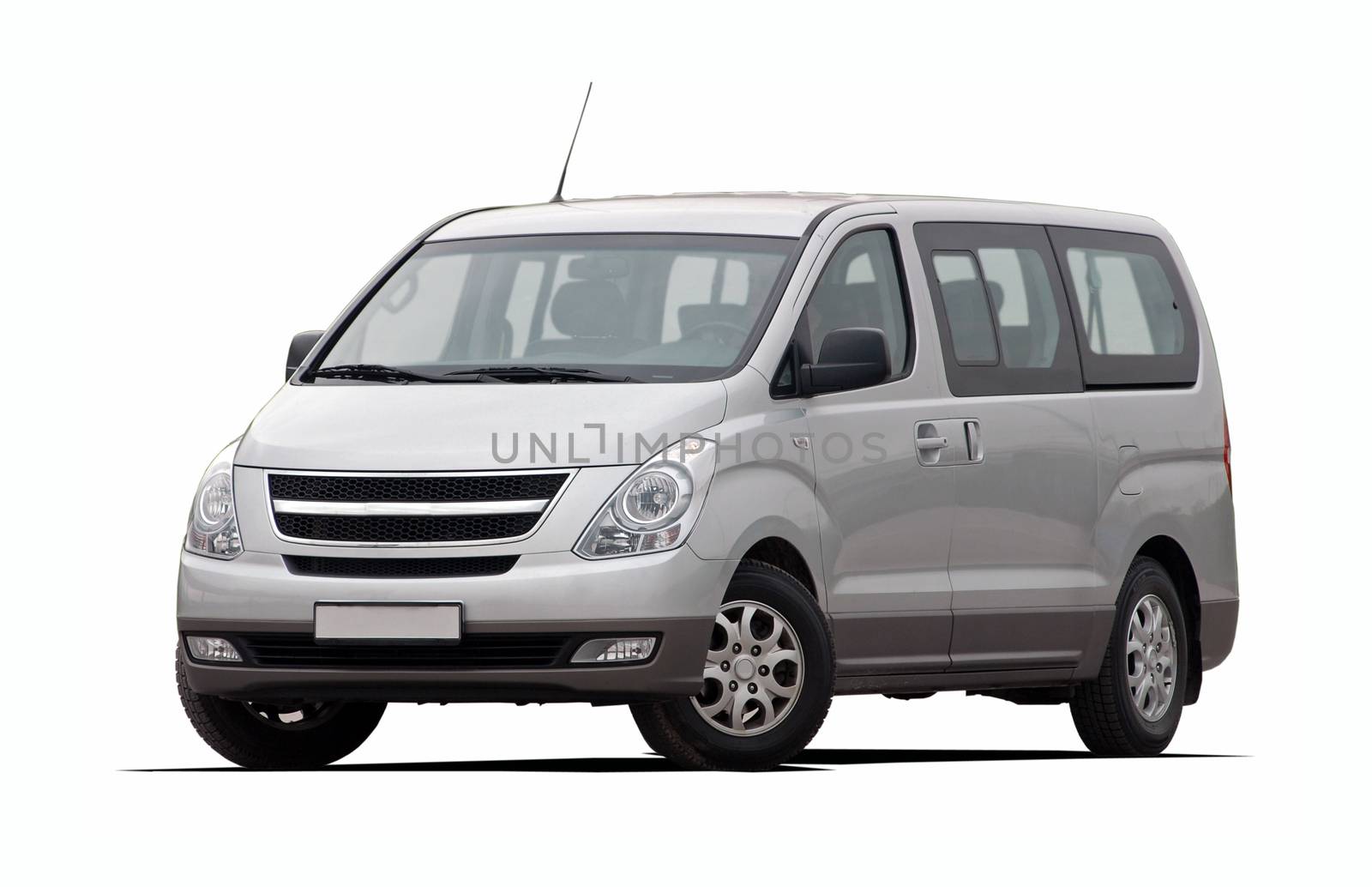 white minibus on white background