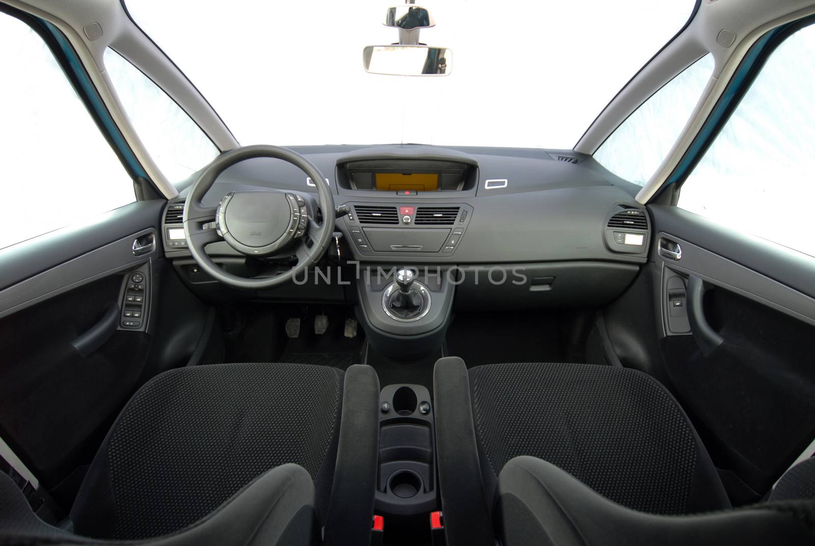 the inside of the passenger car, front view