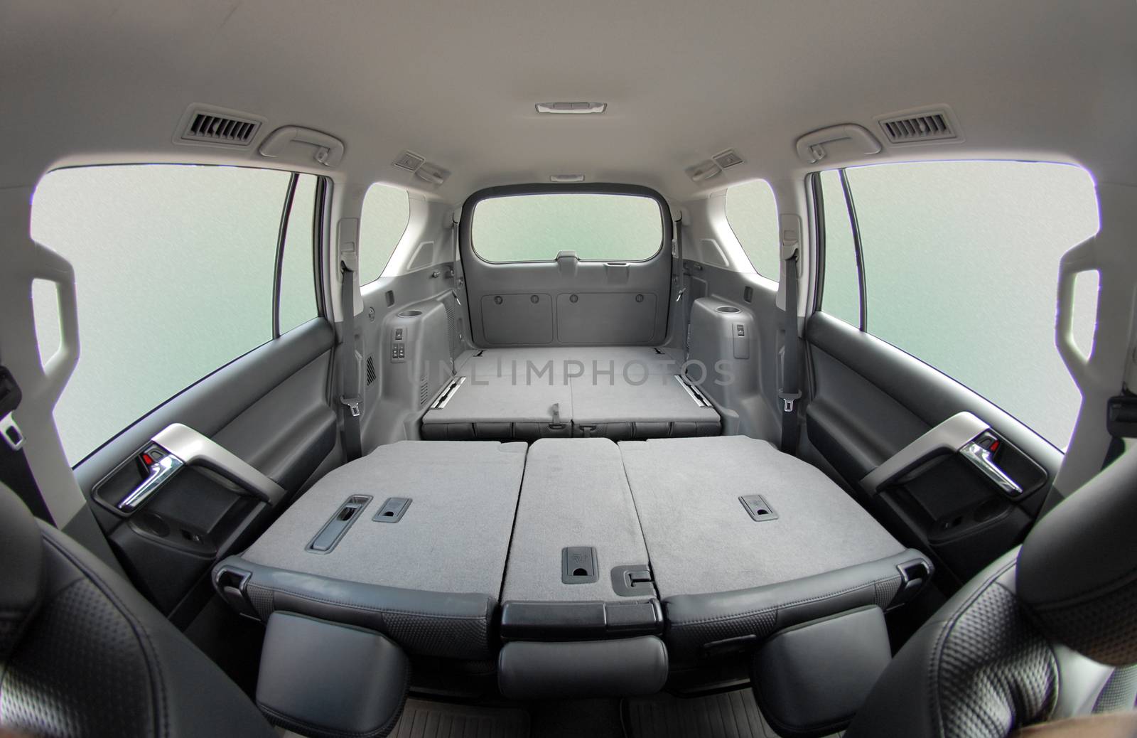 car trunk with middle and rear seats folded