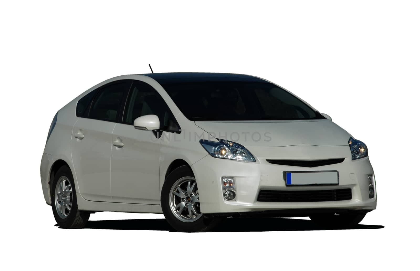 New modern hybrid car isolated on white
