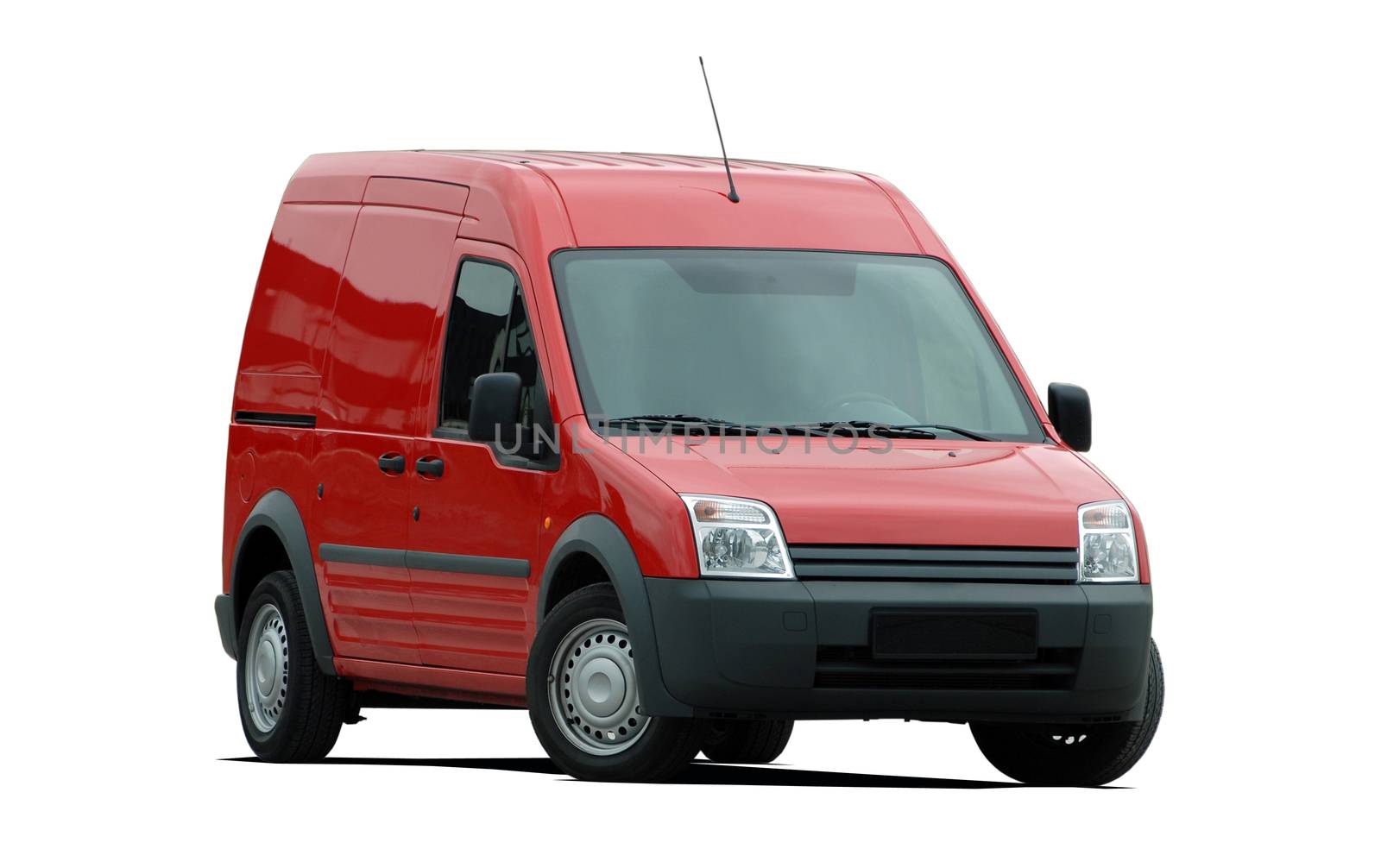 red commercial vehicle isolated on white background