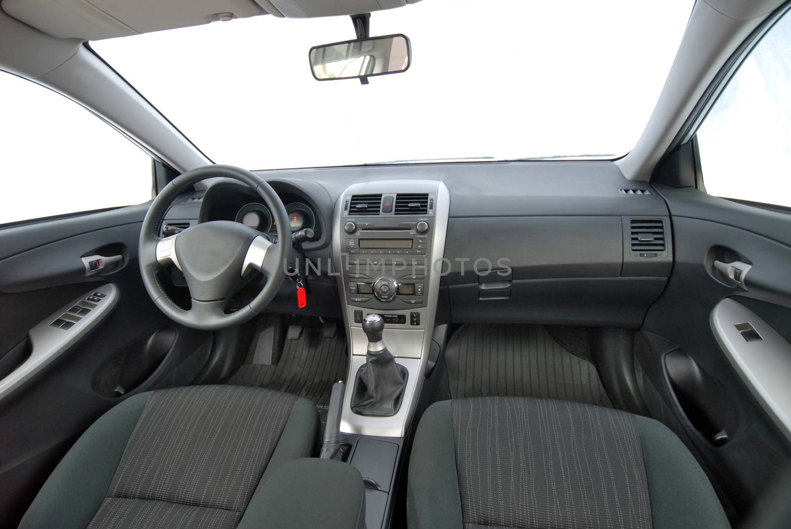 the inside of the passenger car, front view