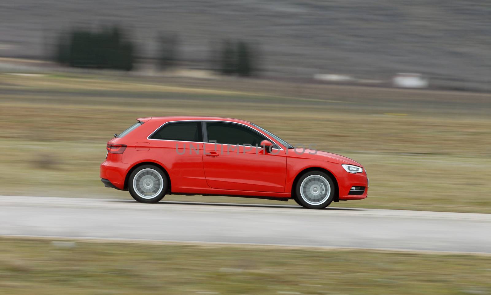 car photographed at high speeds