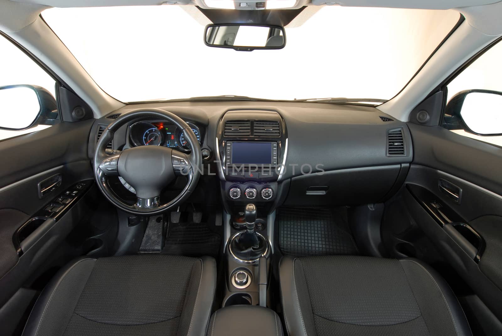 the inside of the passenger car, front view