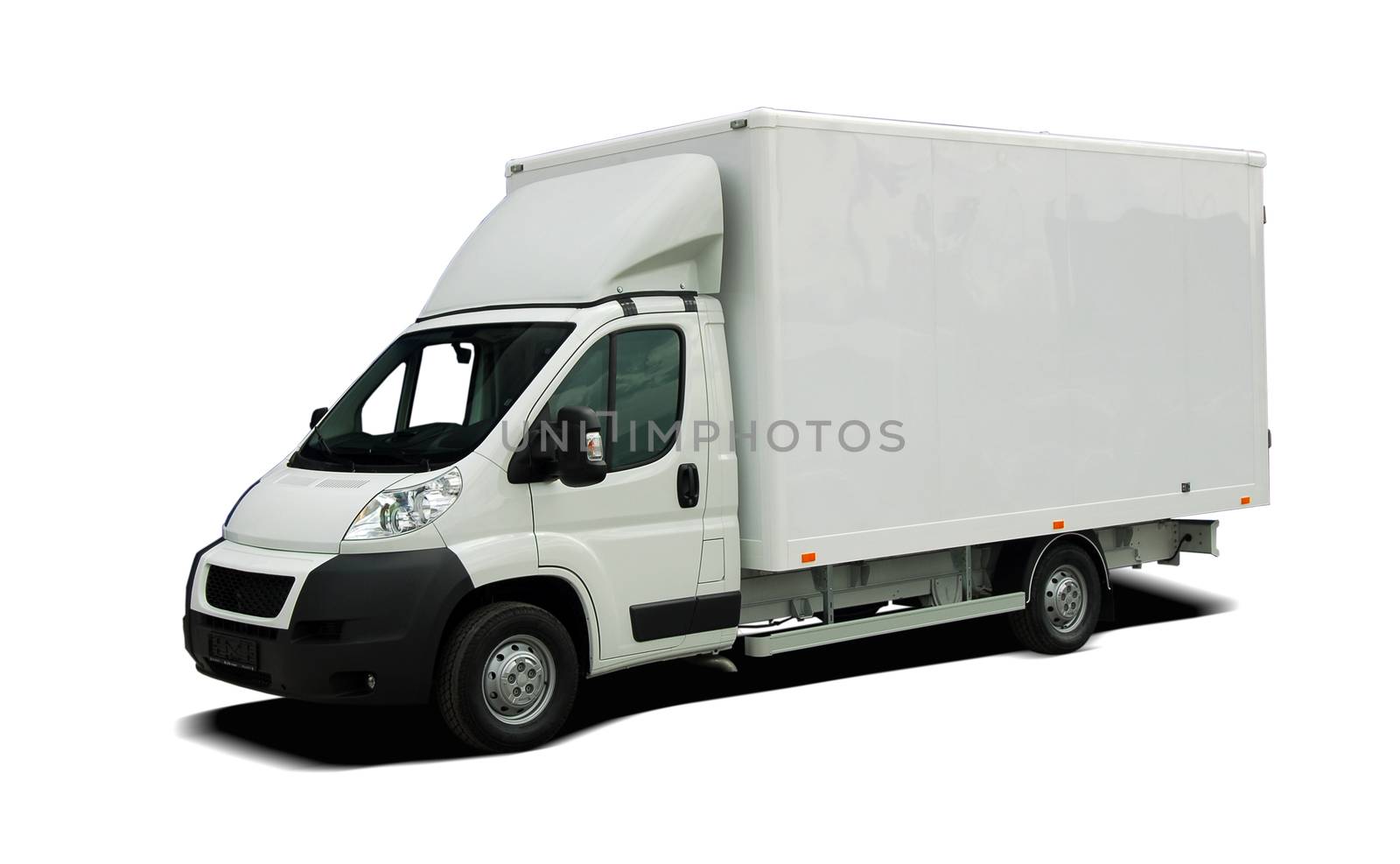 White delivery van isolated on white background
