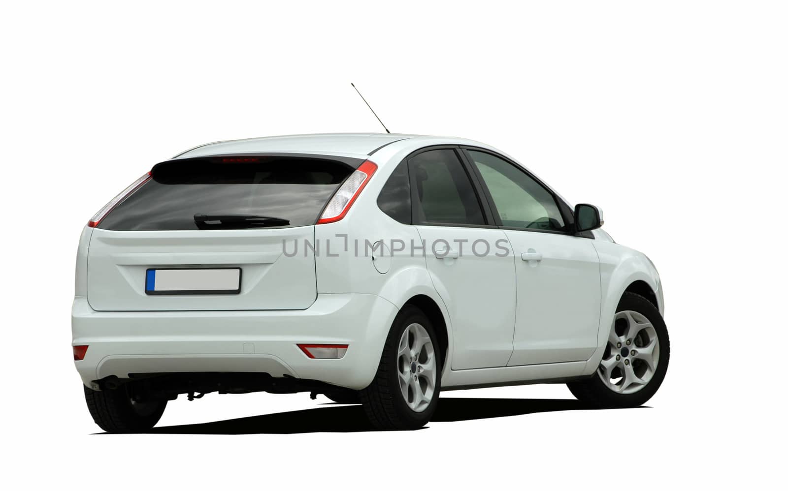 white hatchback on white background