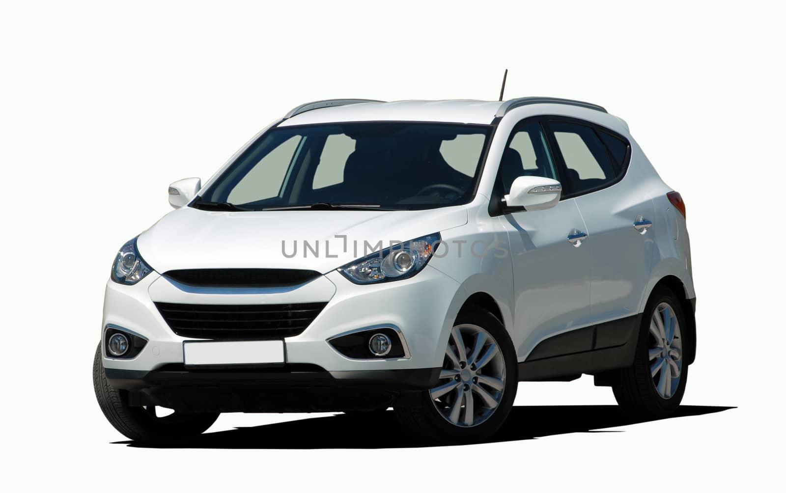 white mini SUV on a white background