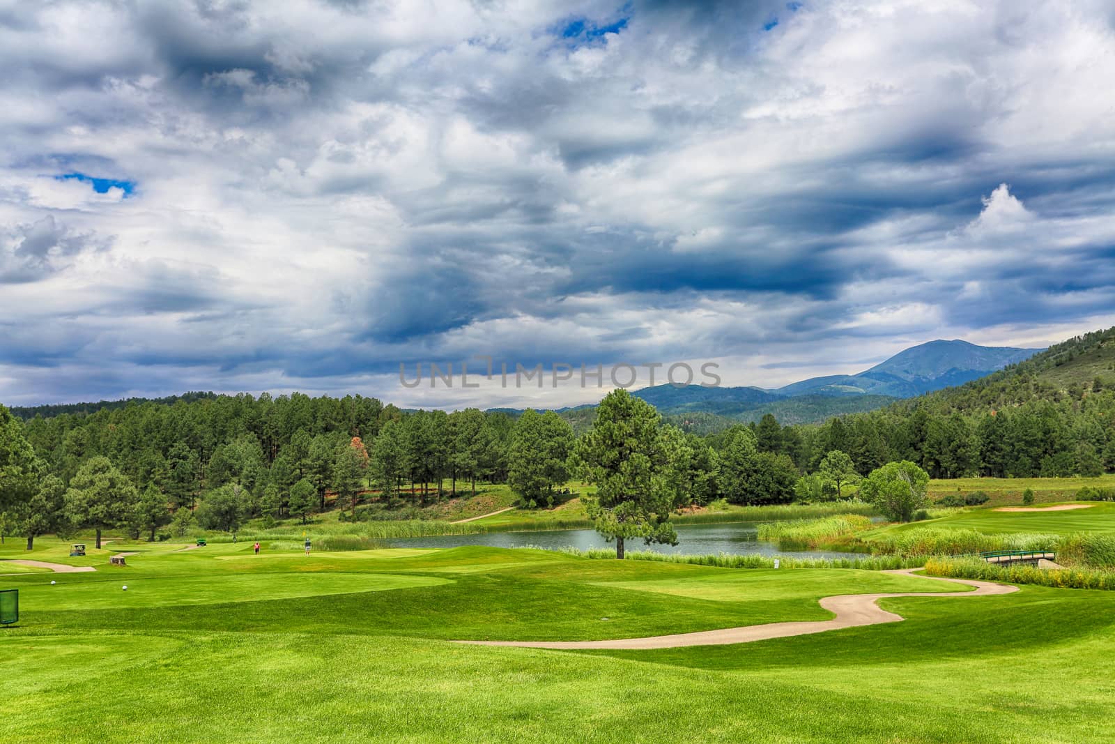 New Mexico's Inn of the Mountain Gods mountain resort, golf courses- one of the most spectacular golf courses in the country. HDR image.