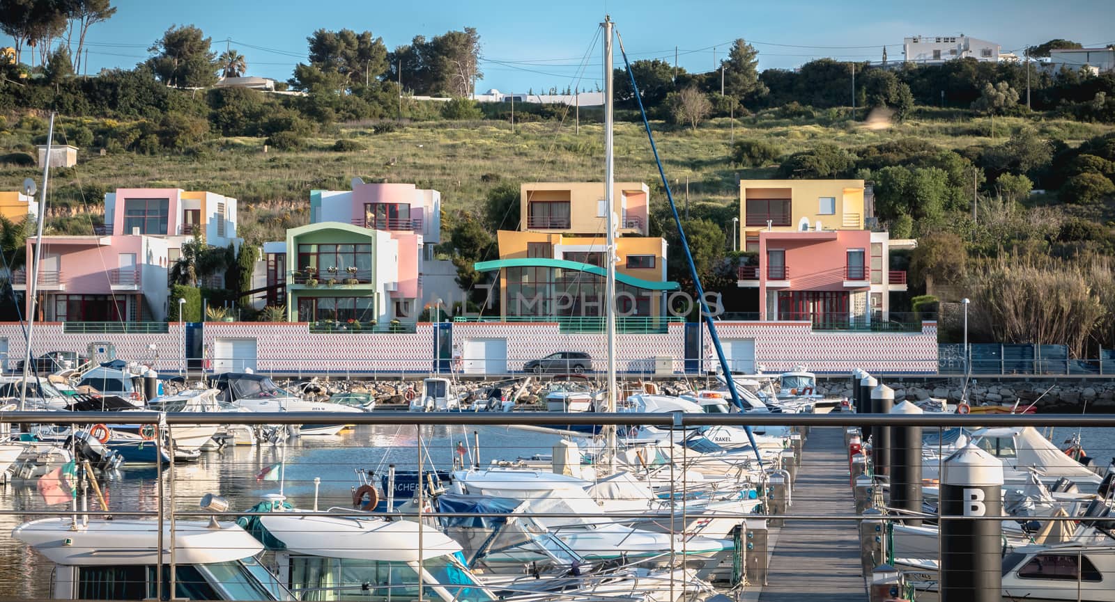 view of the luxurious marina of Albufeira where are parked touri by AtlanticEUROSTOXX