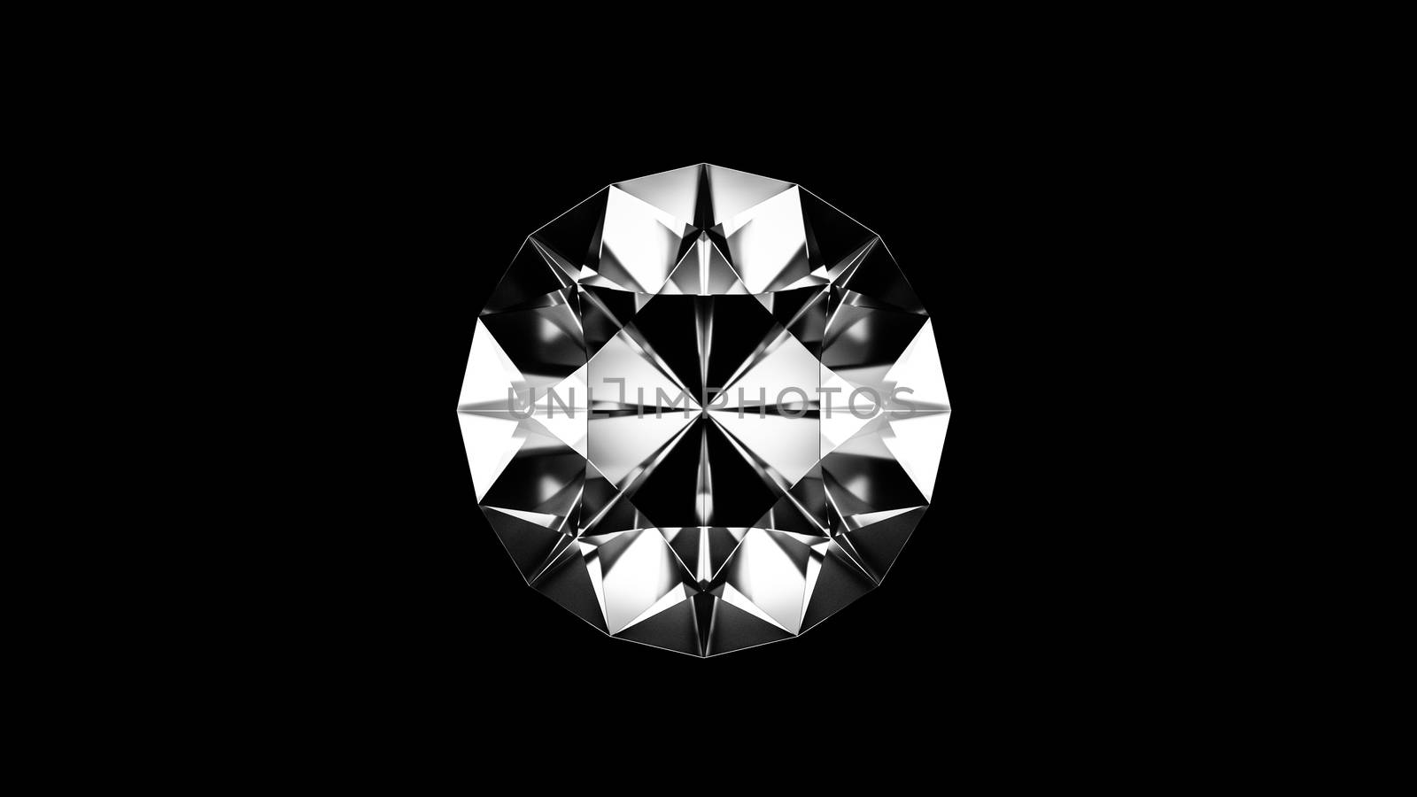 3D animation of shining diamonds on black isolated background. Over look.  Black and white photo by ViktorAxelsen