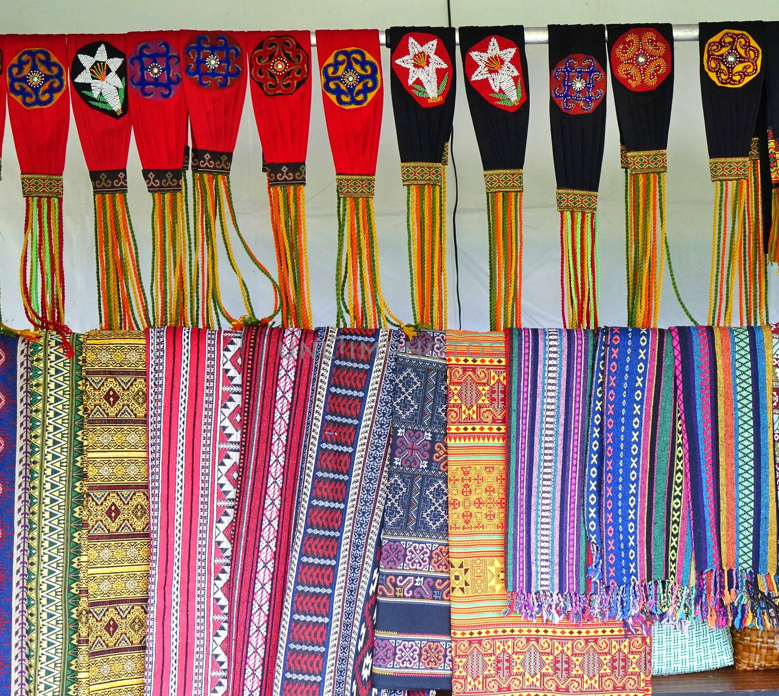 Indigenous arts and crafts are on sale at an outdoor market