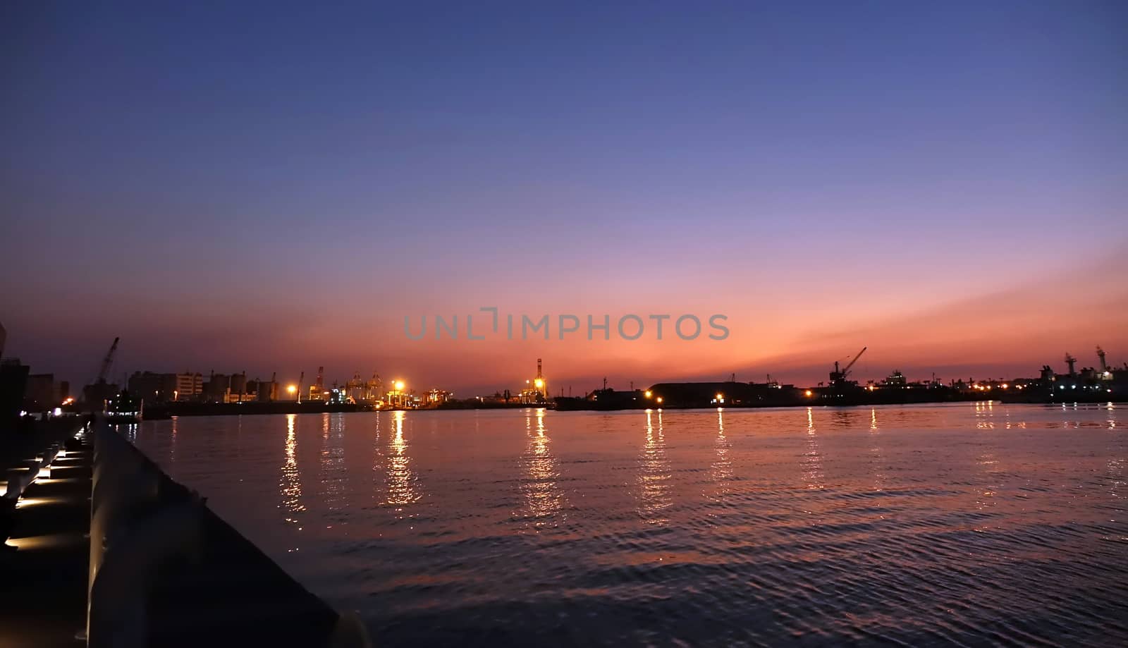 Beautiful view of Kaohsiung Port just after sunset
