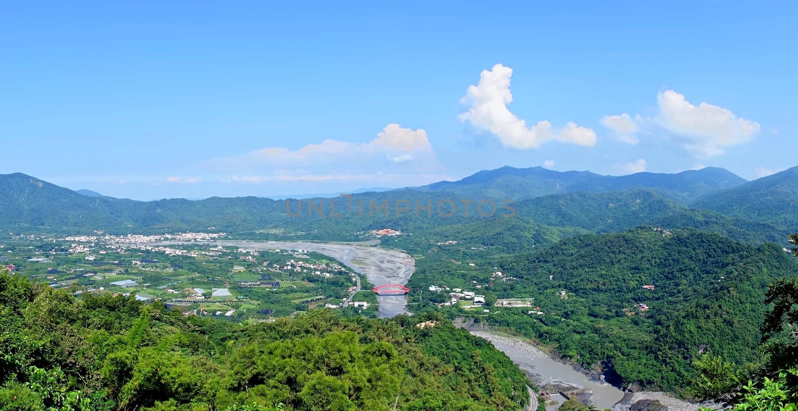 A panoramic view of the hill town of Liugui in southern Taiwan

