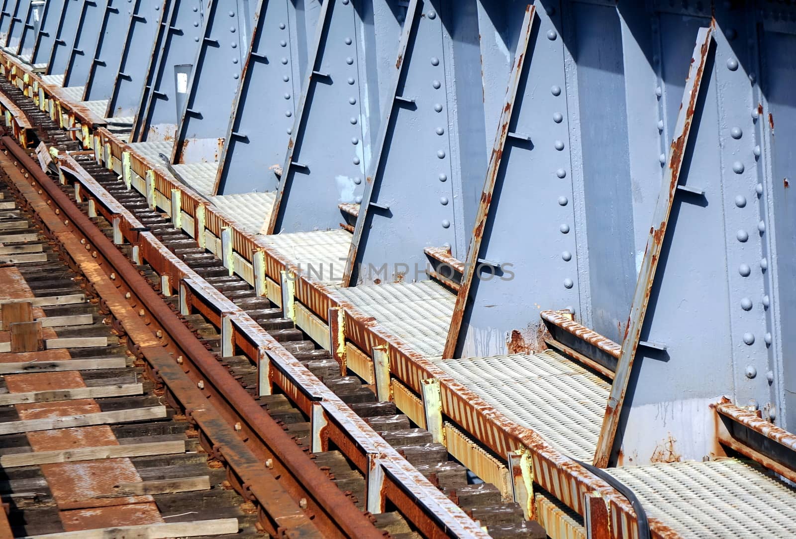 Vintage iron railway bridge dating back one hundred years
