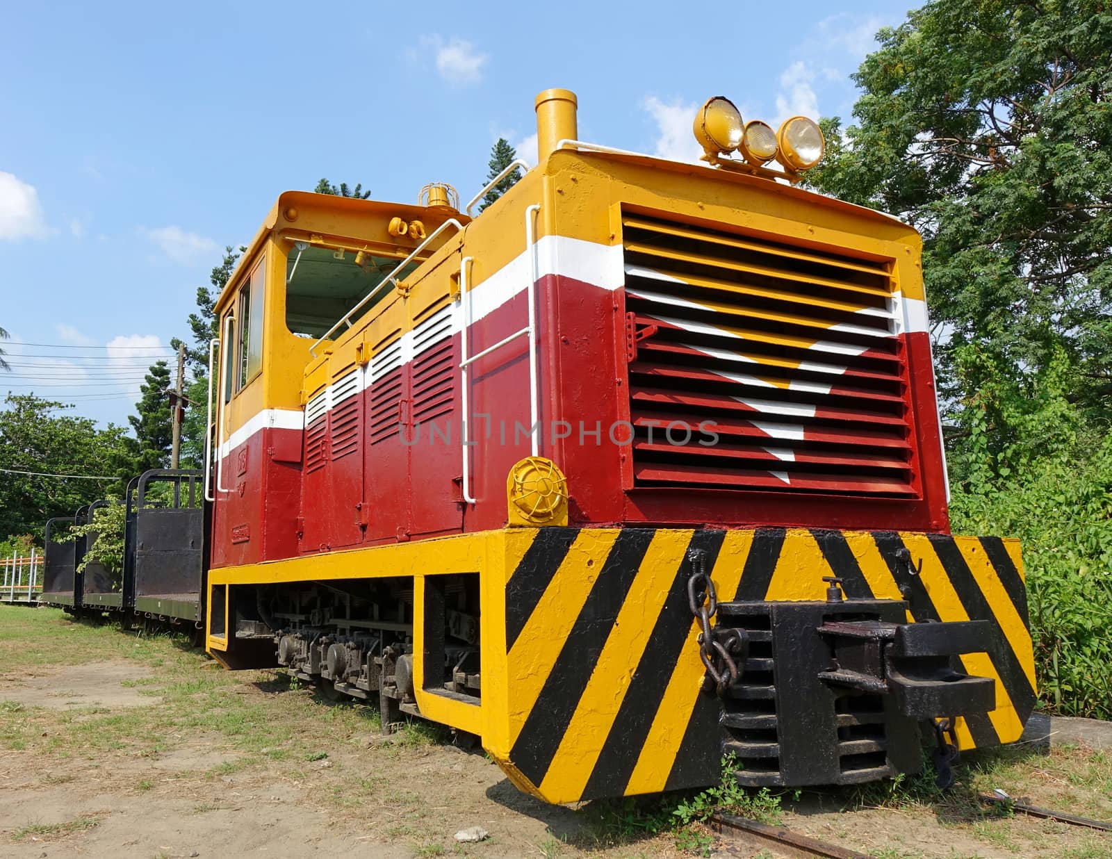 A vintage diesel train engine from about 70 years ago