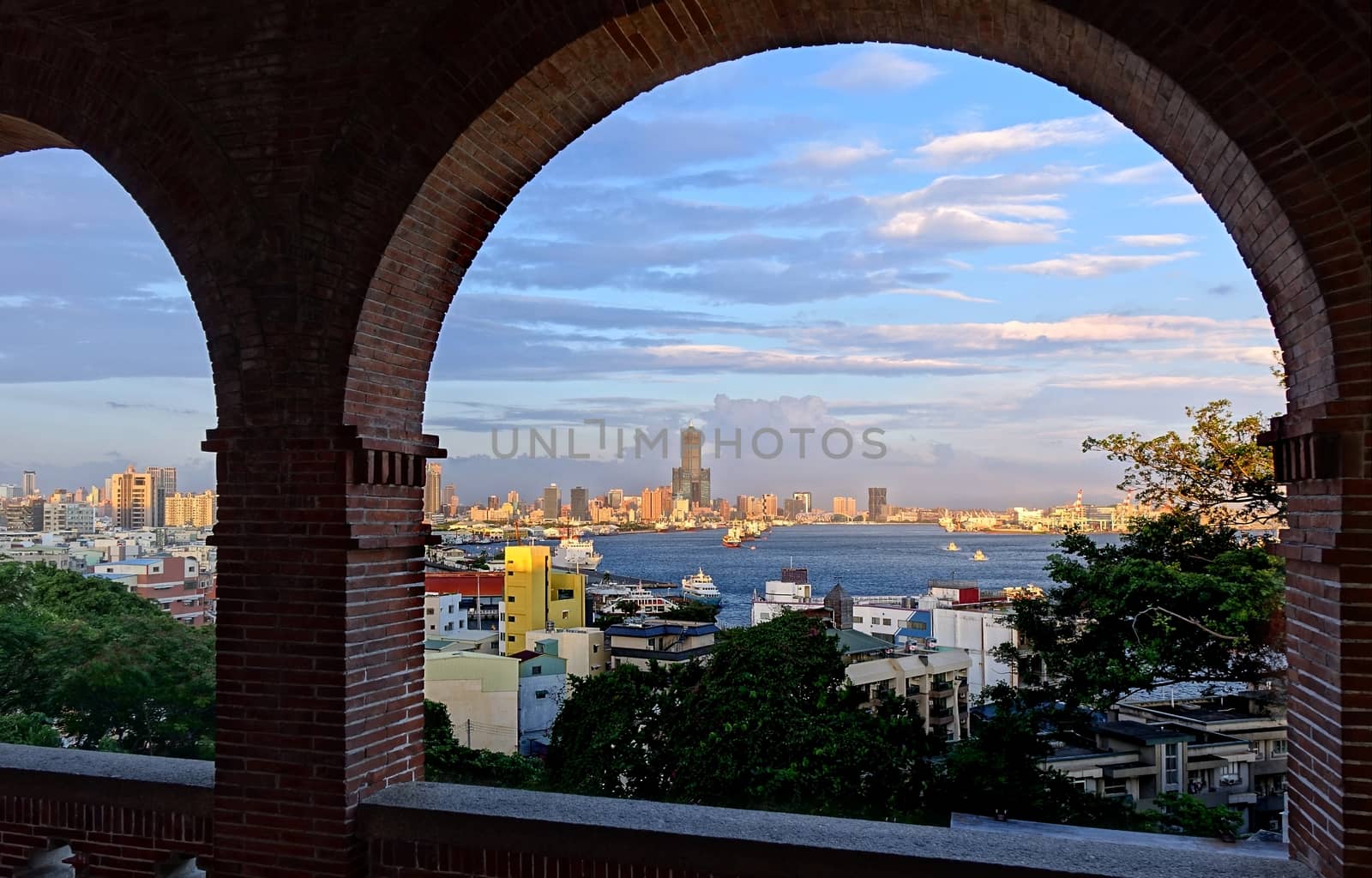Beautiful view of the port and skyline of Kaohsiung from the former British Consulate