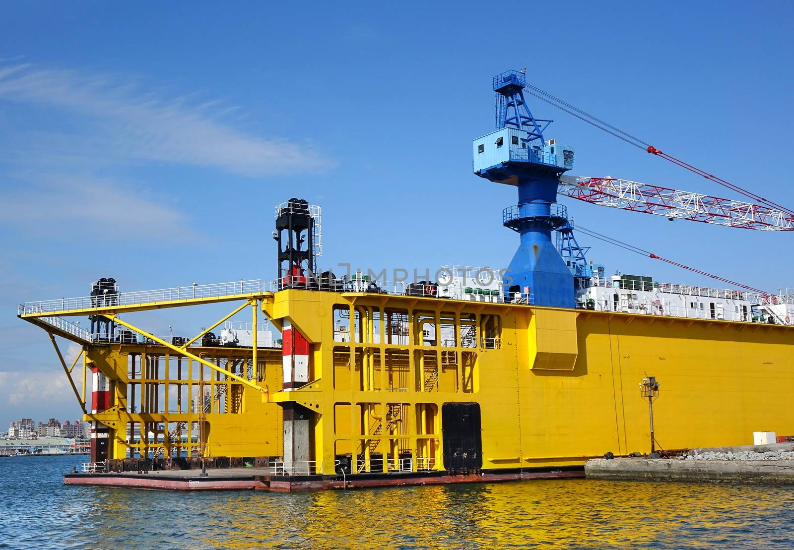 View of a local shipyard where small and medium sized vessels are being built.