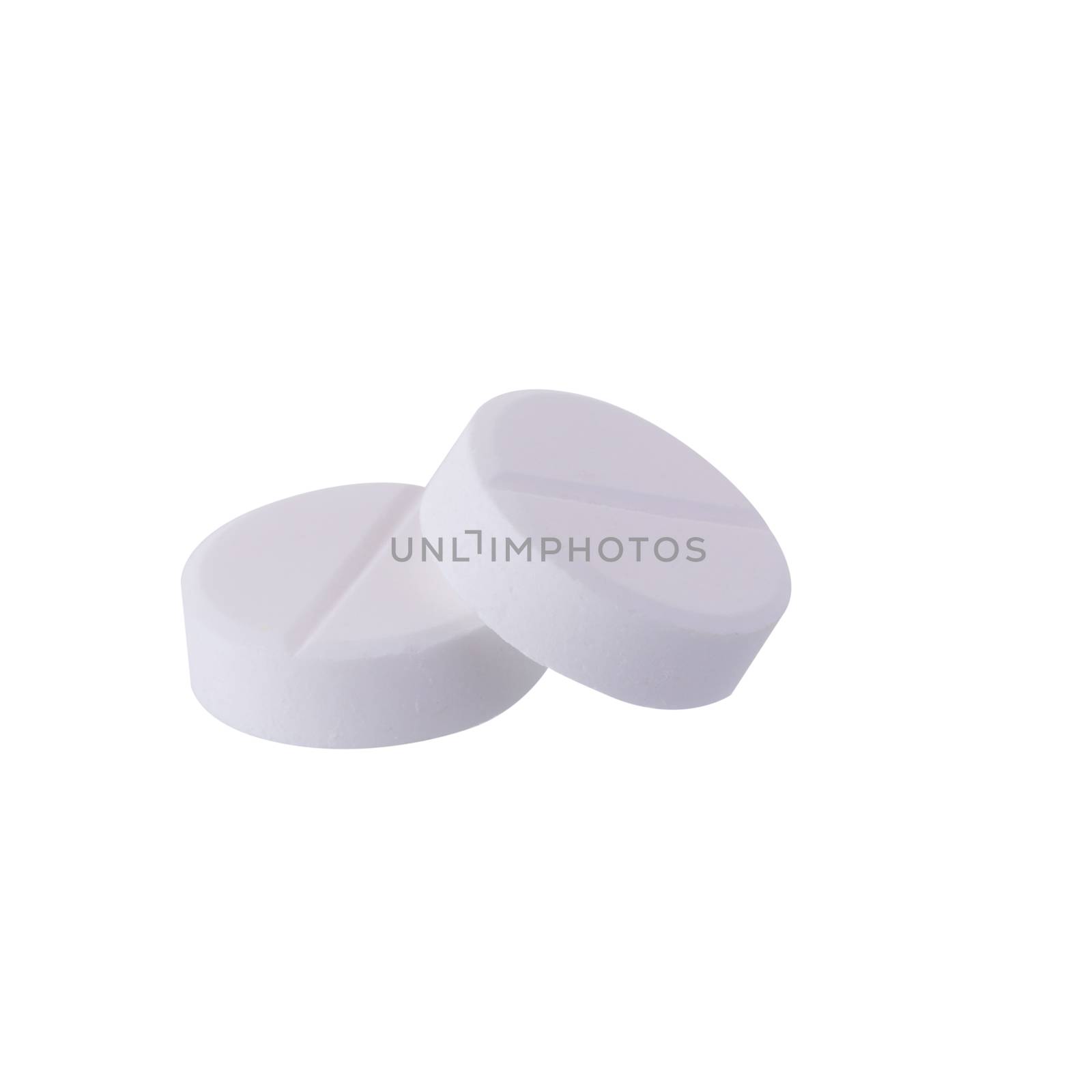 Paracetamol medicine tablets isolated on white background.