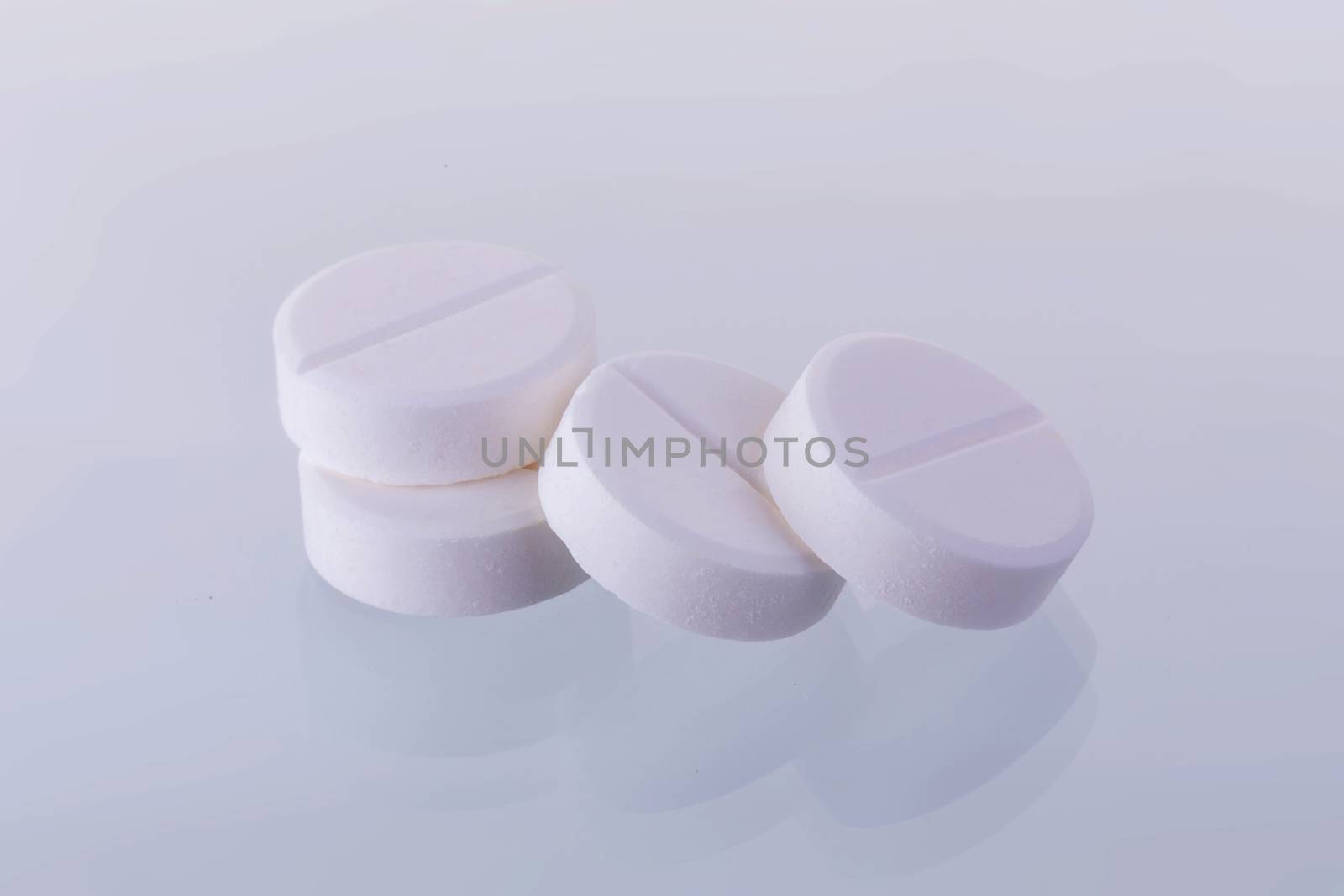 Paracetamol medicine tablets isolated on white background.