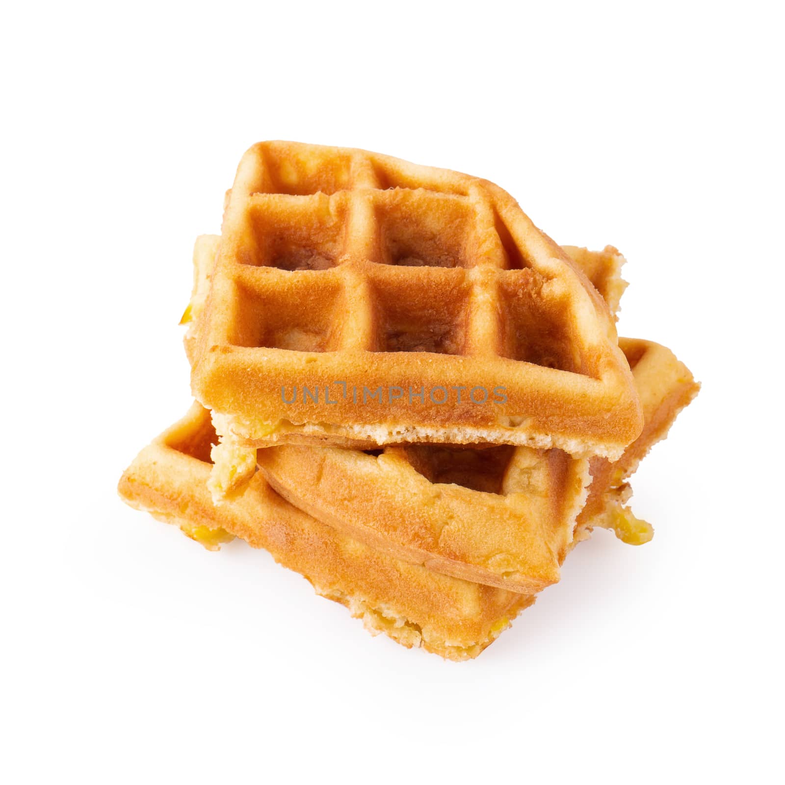 Freshly baked waffles isolated over white background. by kaiskynet