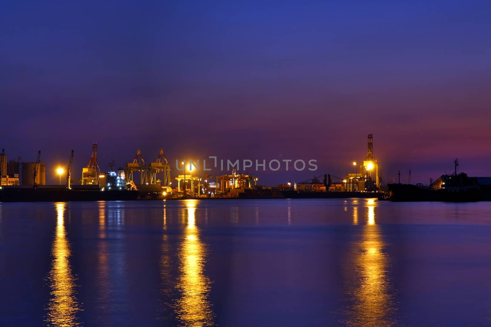 Beautiful view of Kaohsiung Port just after sunset