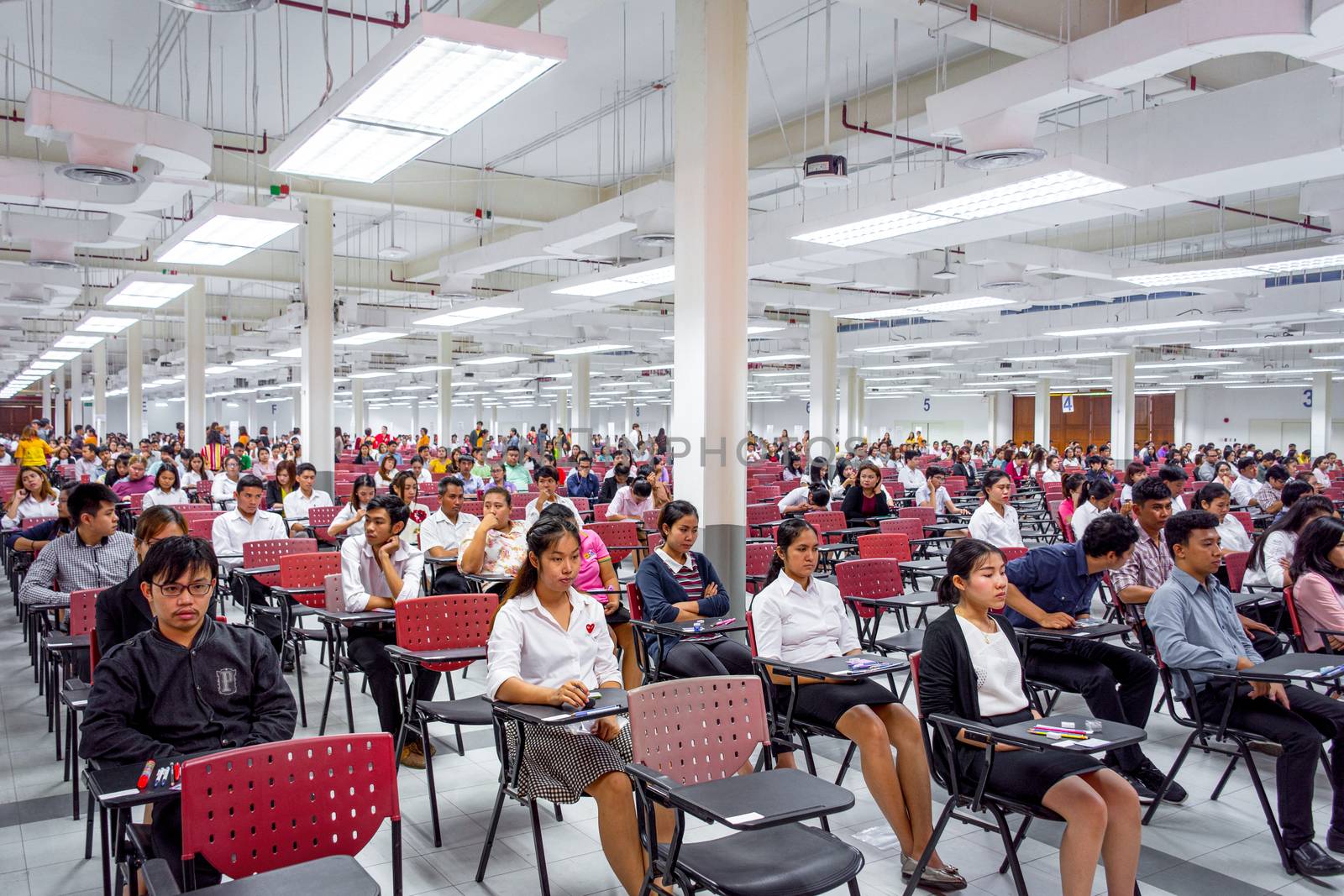 Bangkok, Thailand - July 24, 2016 : Adults take annual exam in big exam room for appoint to work at State Railway of Thailand