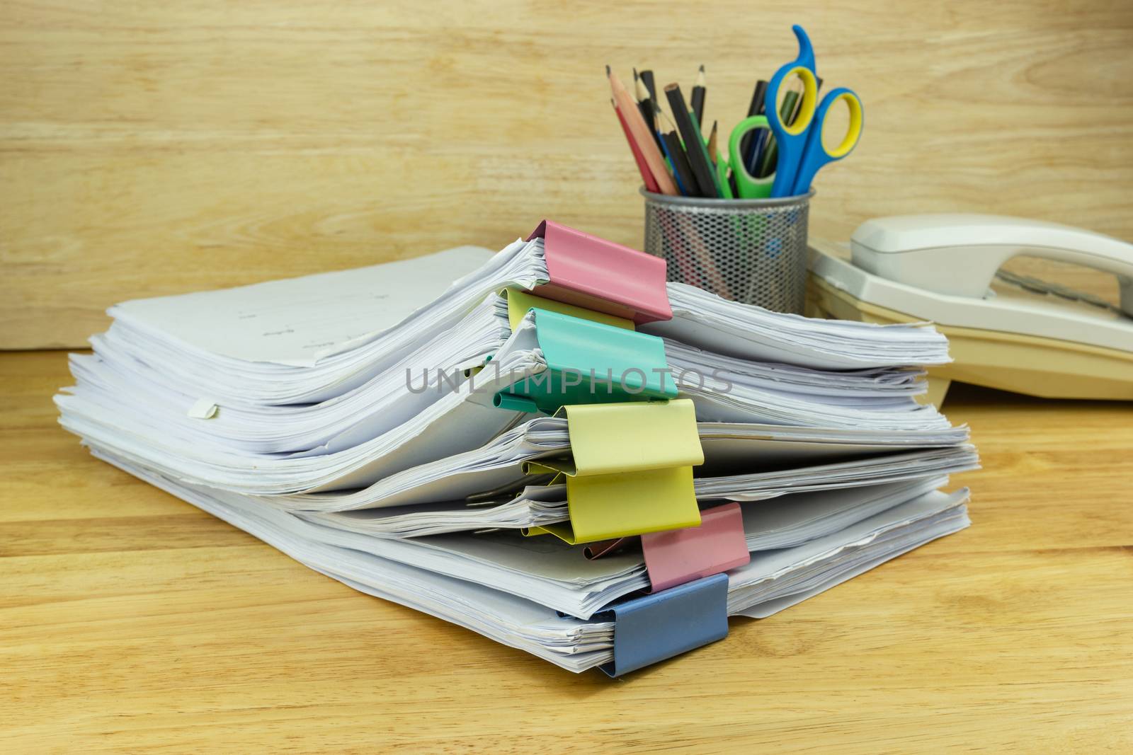 file folder and Stack of business report paper file on the table in a work office, concept document in work office