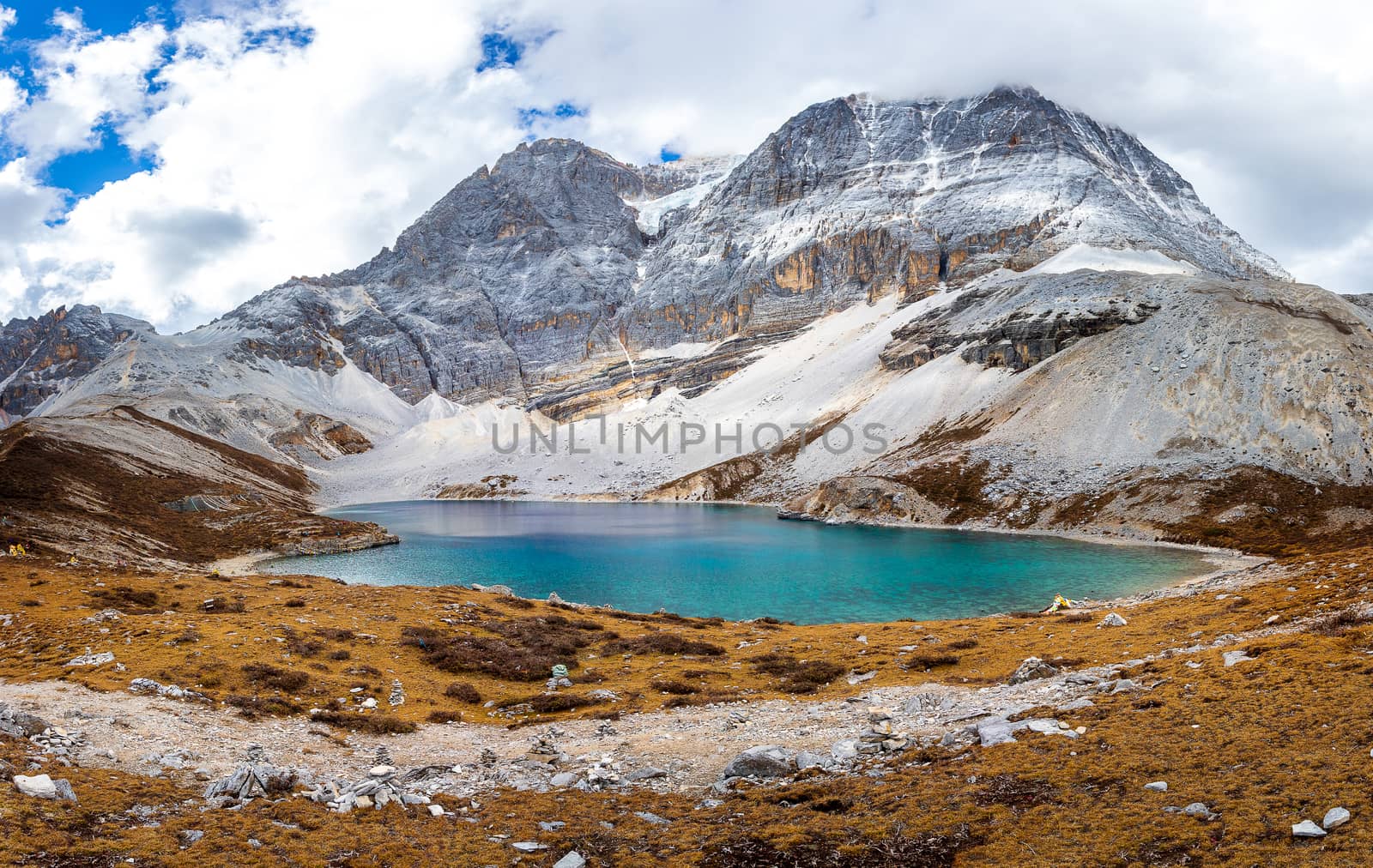 Five Colors Lake at Doacheng Yading National park, Sichuan, China. Last Shangri-la