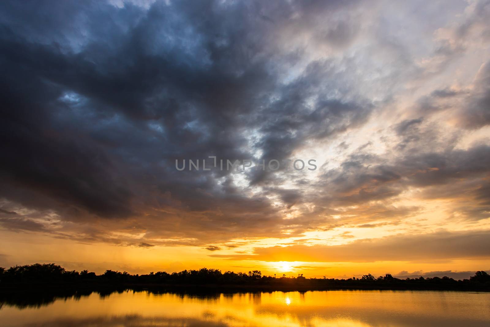 colorful dramatic sky with cloud at sunset by freedomnaruk