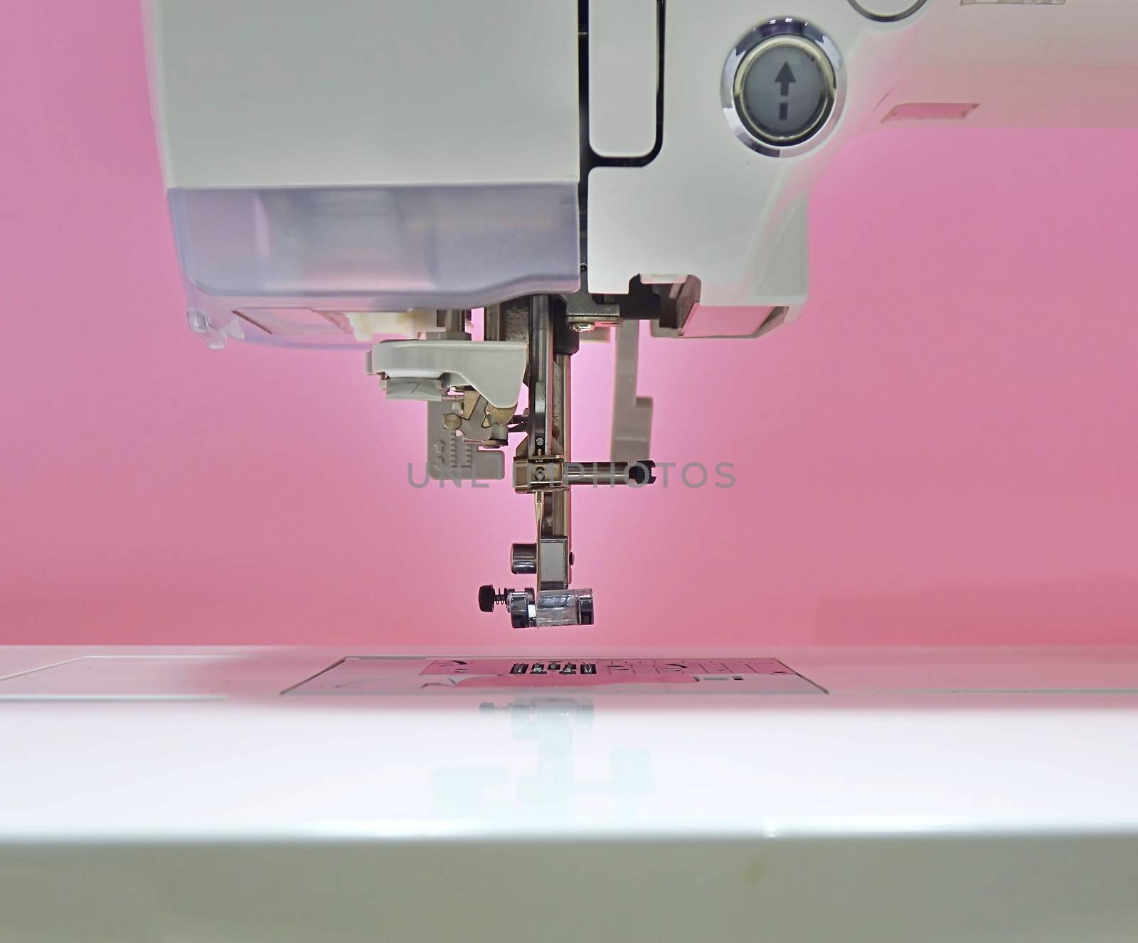 Close up view of a modern sewing machine