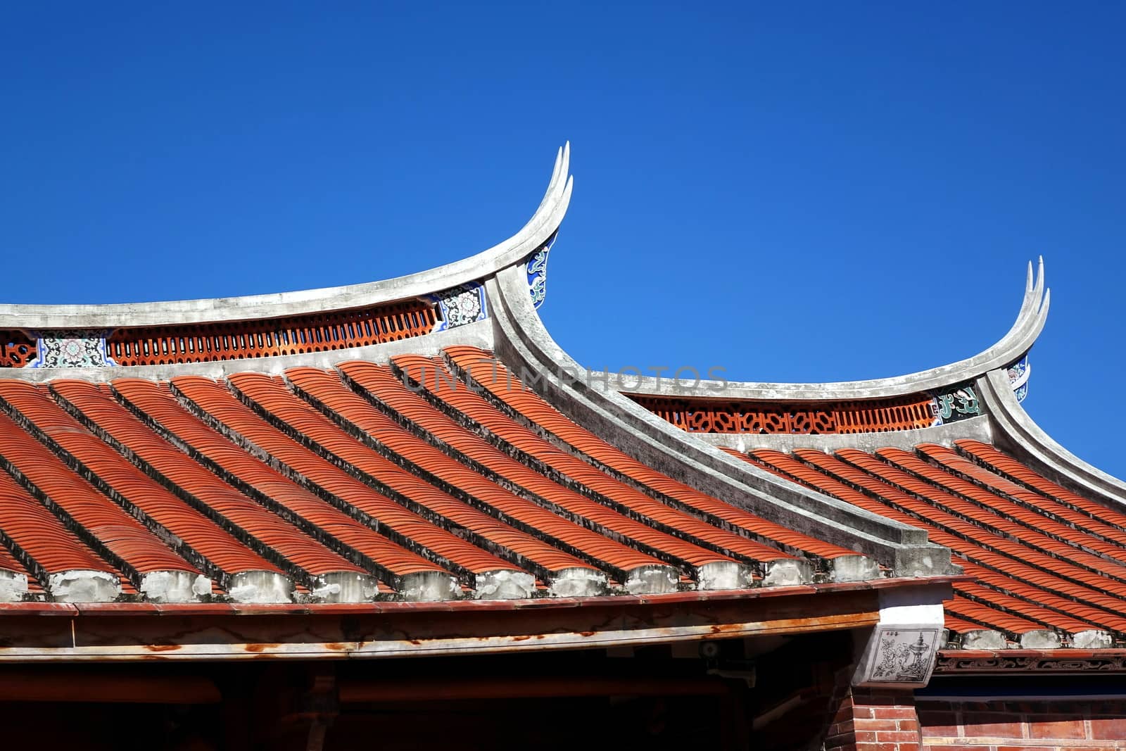 Traditional swallowtail roofs built in the Chinese Fujian style

