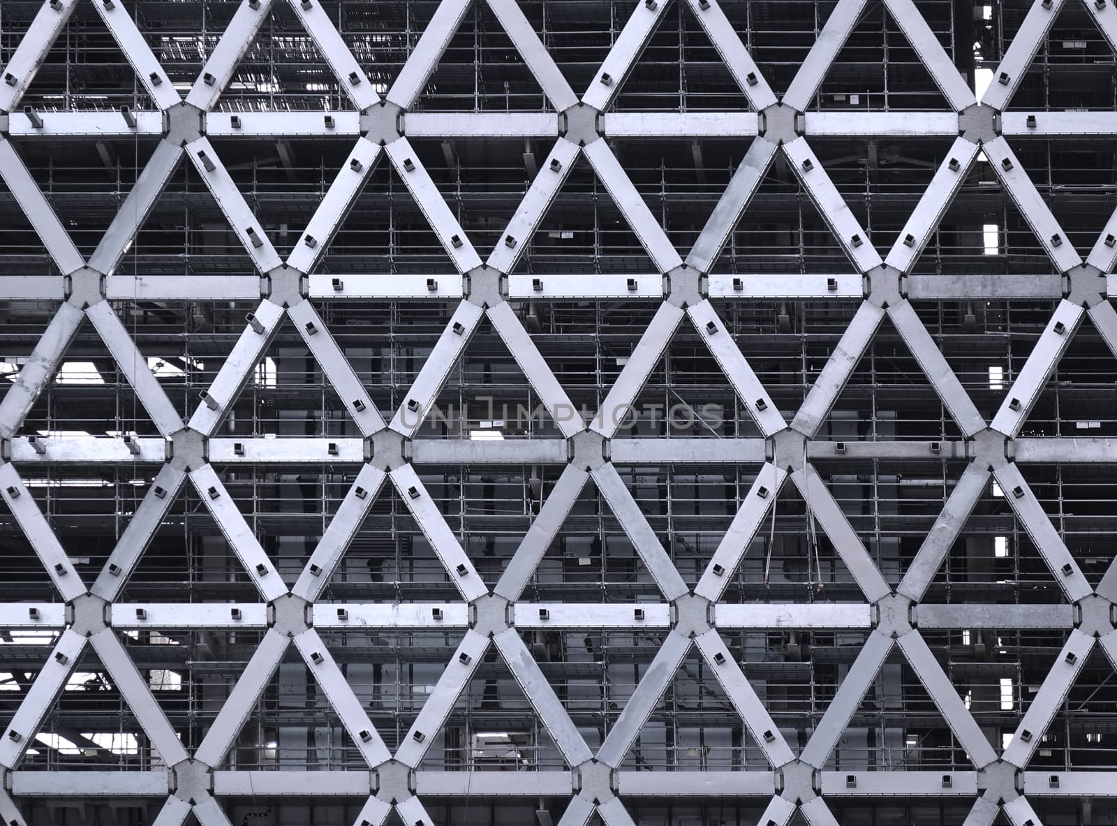 Large scale construction project with a modern steel facade