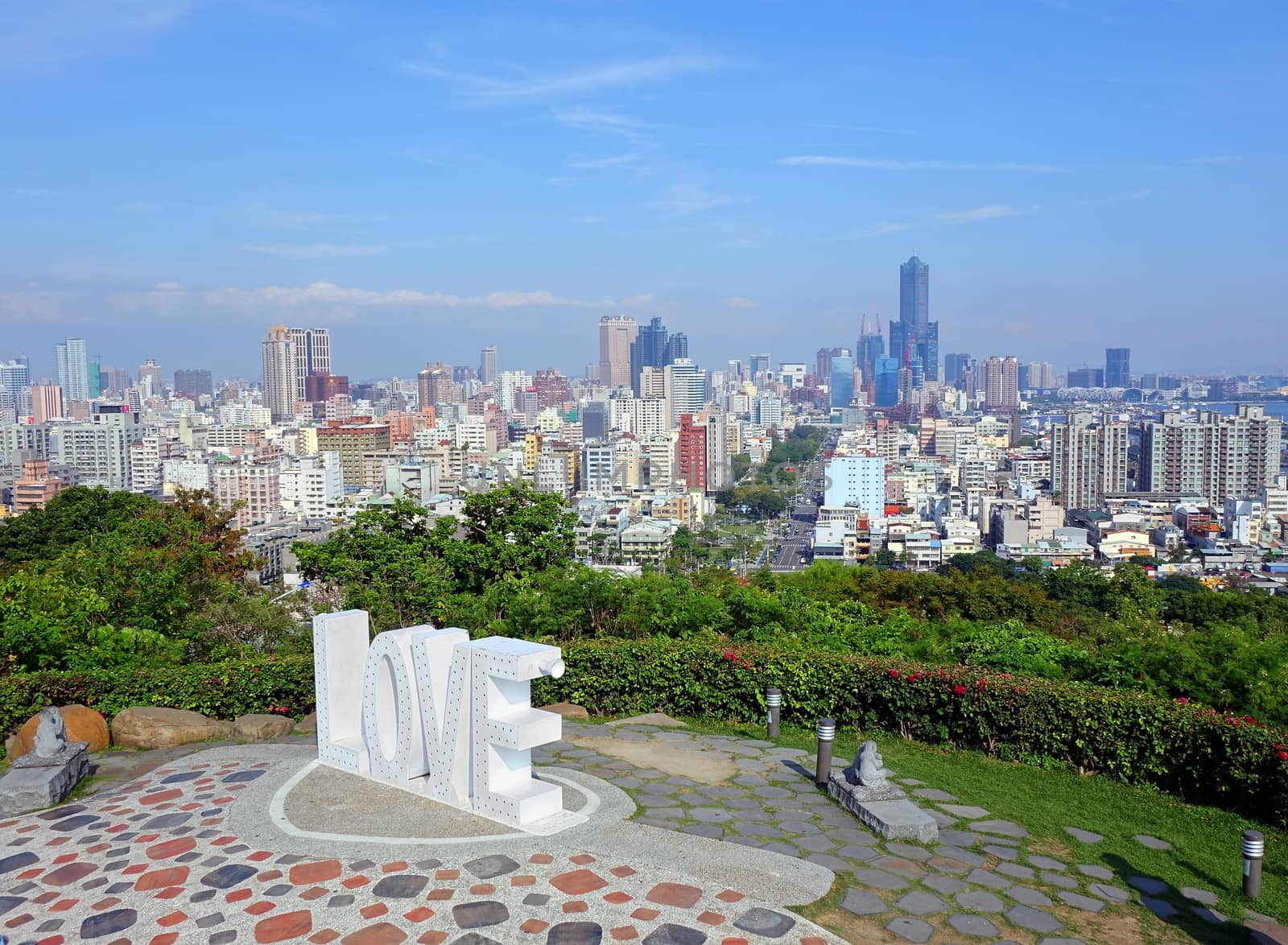 The skyline of Kaohsiung in Taiwan as seen from the Longevity Hill
