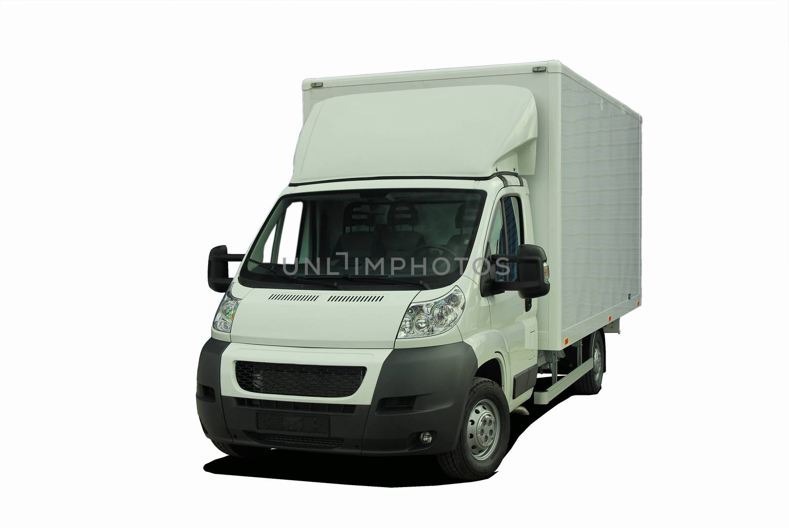 White delivery van isolated on white background