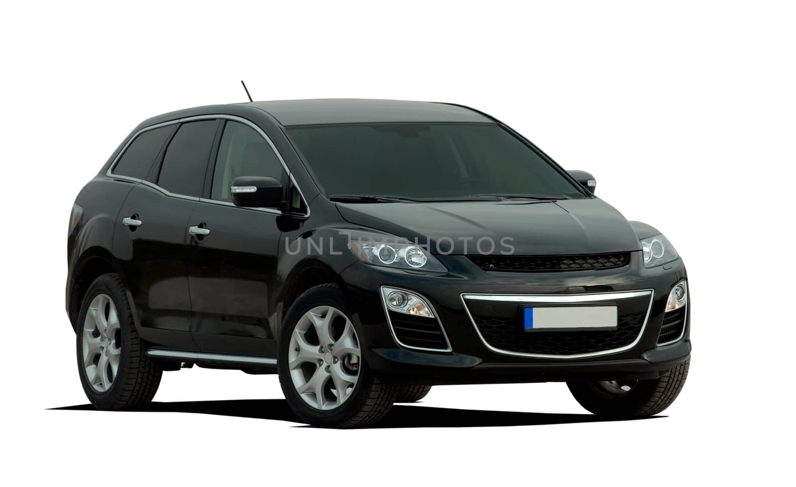 black large SUV on a white background