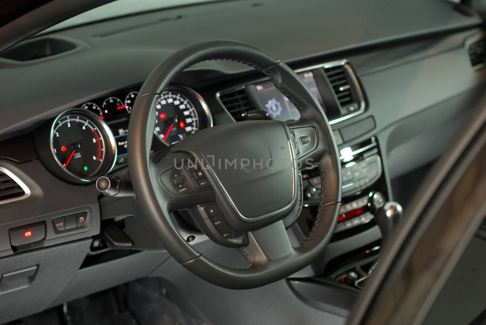 steering wheel in a modern passenger car