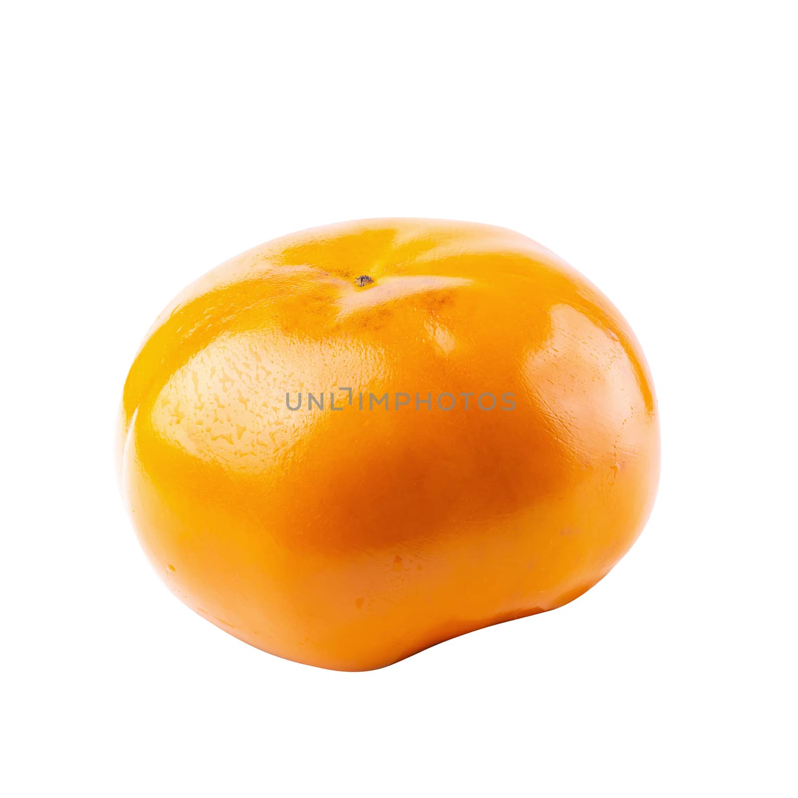 fresh persimmons and persimmon slice with leaf isolated over white background.