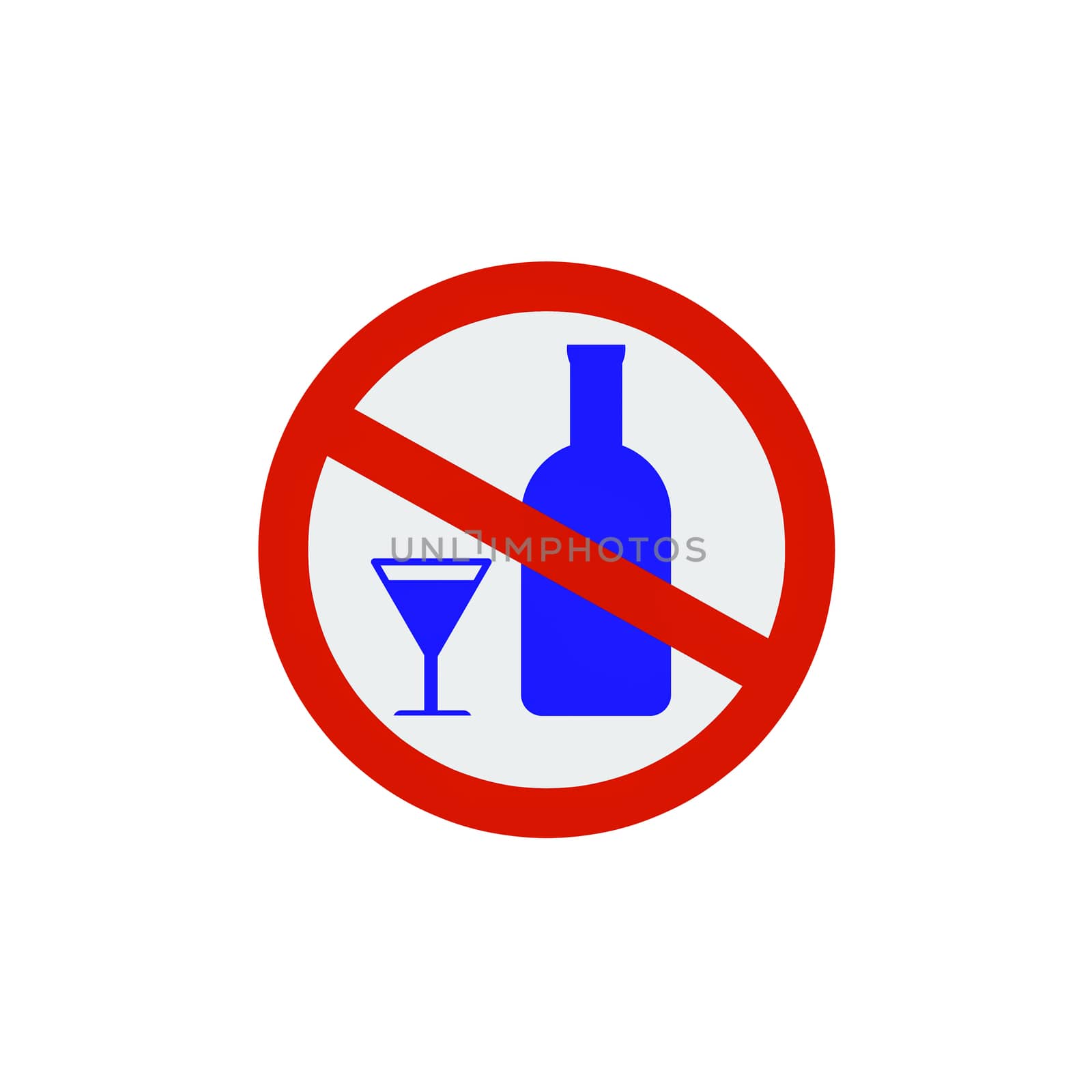 No alcohol drinks icon on white background.Prohibits, Drunk not to drive. by praditlohhana