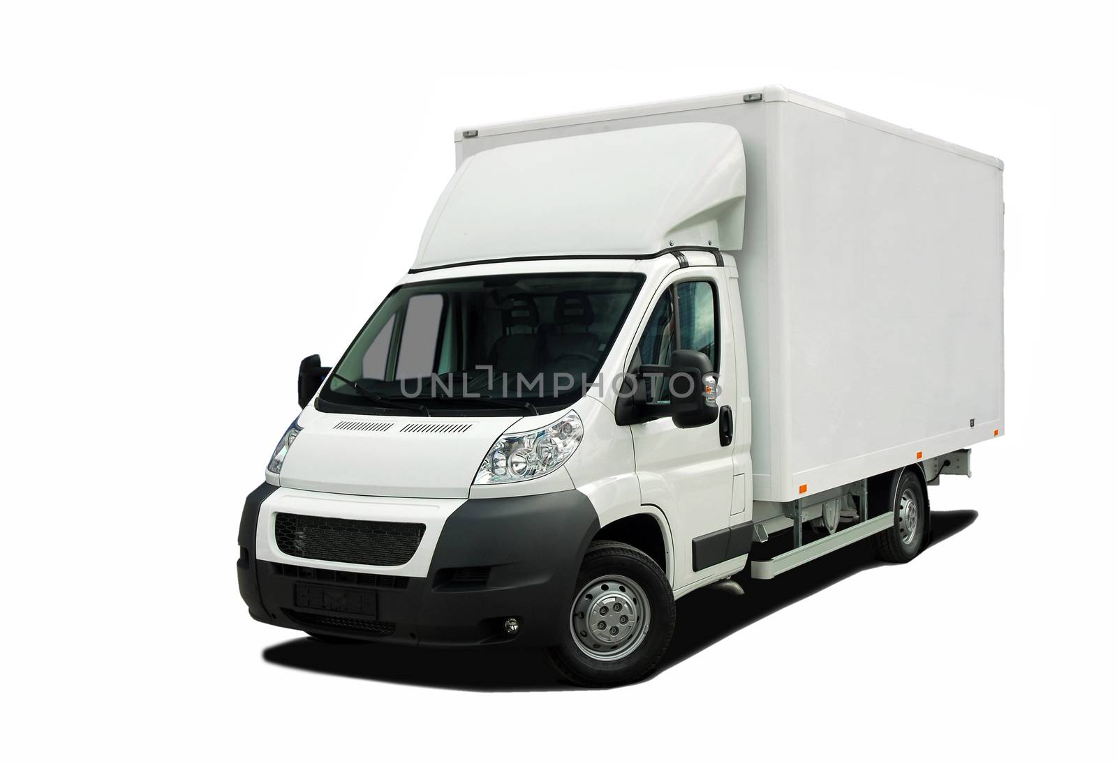 White delivery van isolated on white background