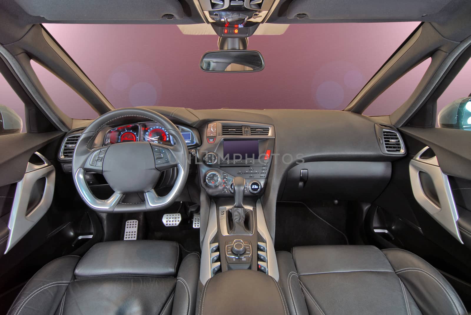 the inside of the passenger car, front view