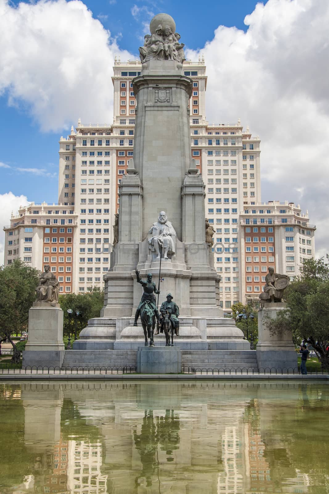 Plaza de Espana in Madrid. Monument to Cervantes by tanaonte