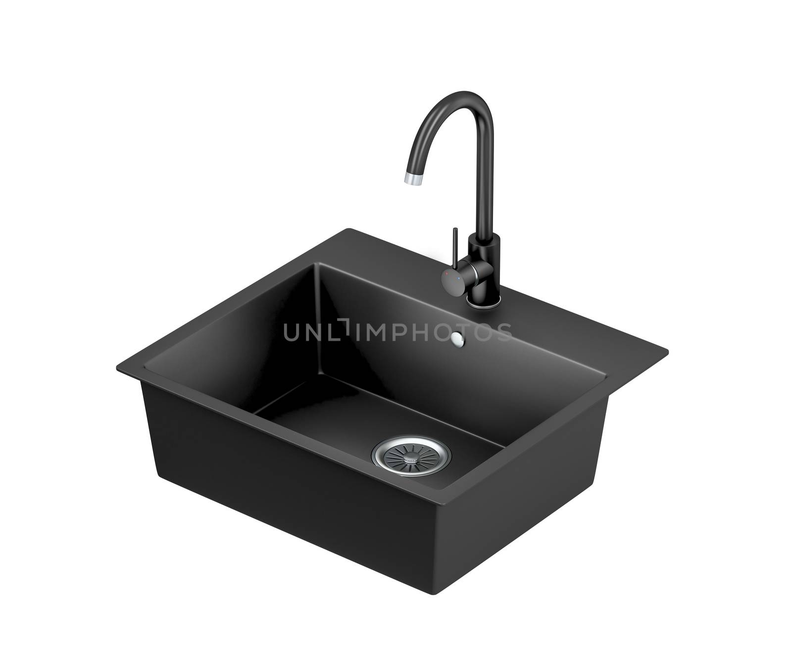 Black quartz kitchen sink and faucet by magraphics