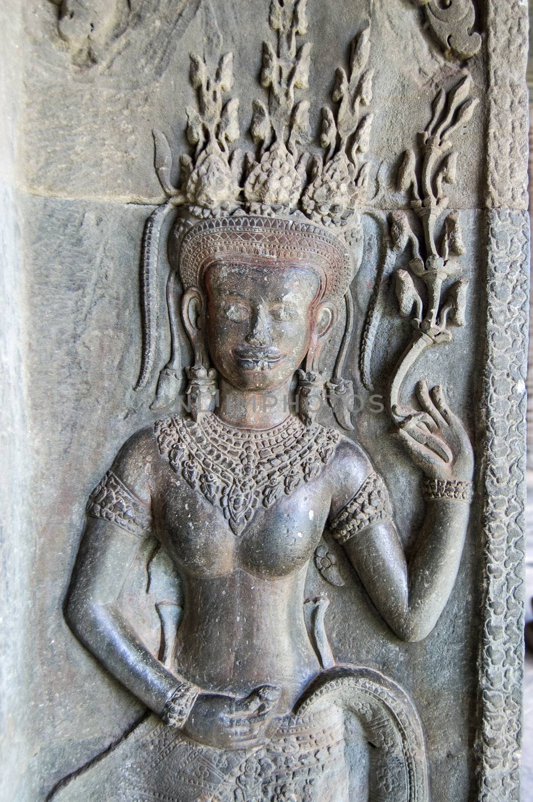 Apsara dancer carving, Angkor Wat by BasPhoto
