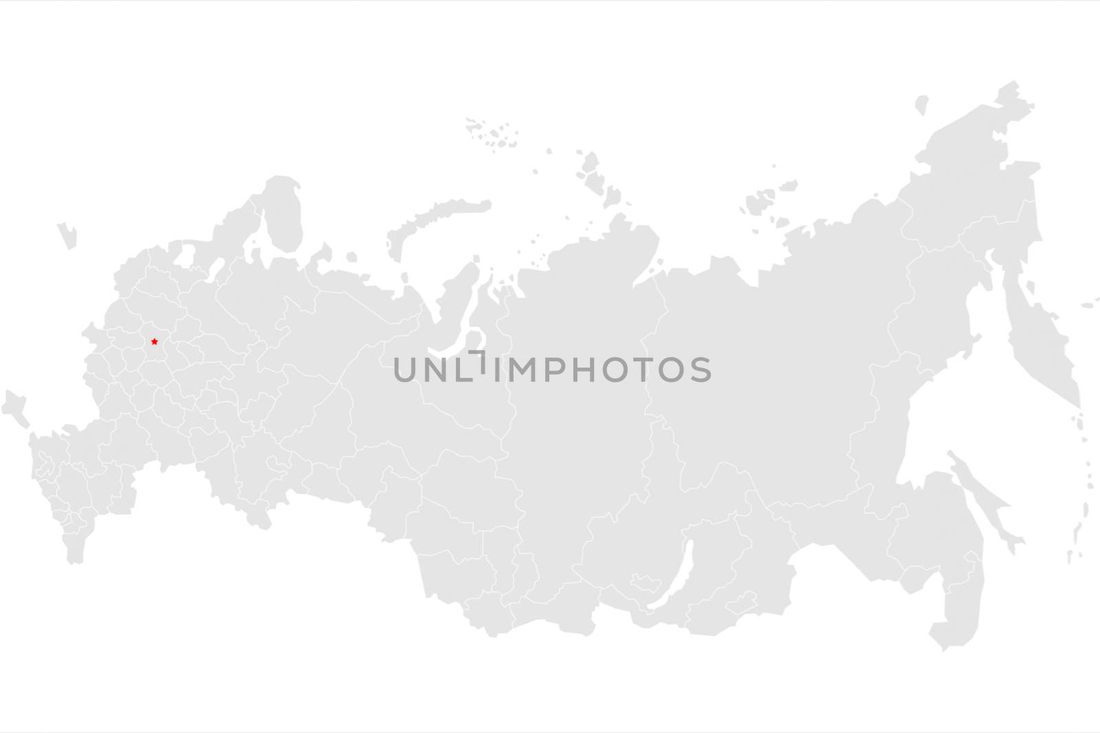 Russia map illustration. Map of Russia in gray on a white background.