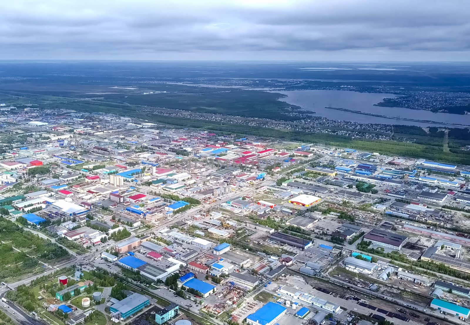 View from above on city of Surgut. Hunts-Mansi Autonomous Region, surgut city from a bird's-eye view. by DePo