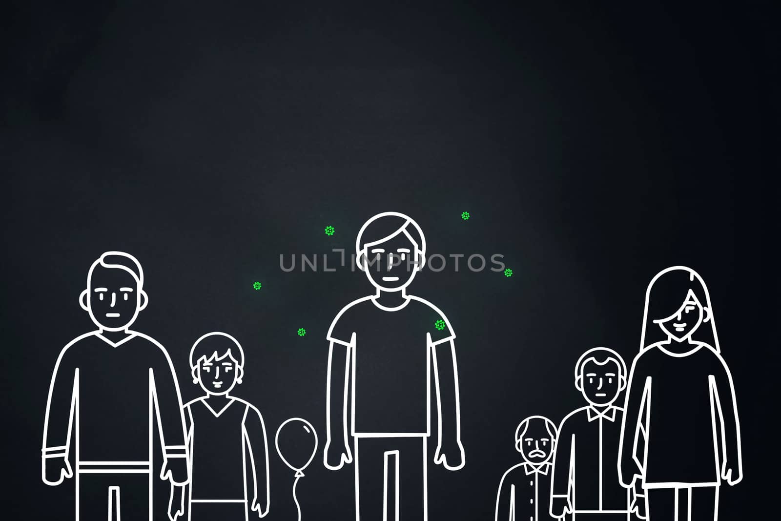 person in a crowd infects other people with the coronavirus. by DePo