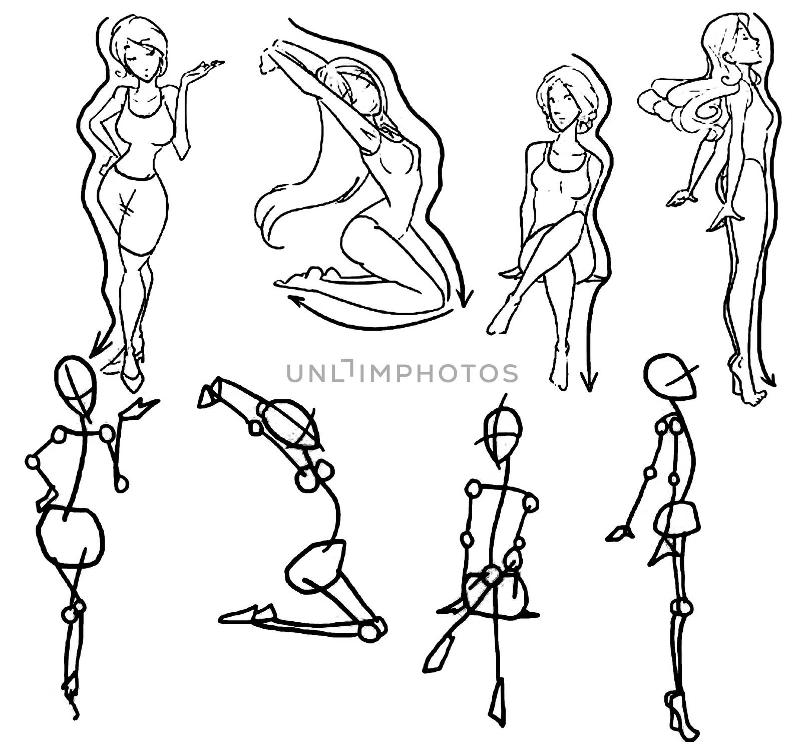 Tutorial of drawing female body. Drawing the human body, step by step lessons. by DePo