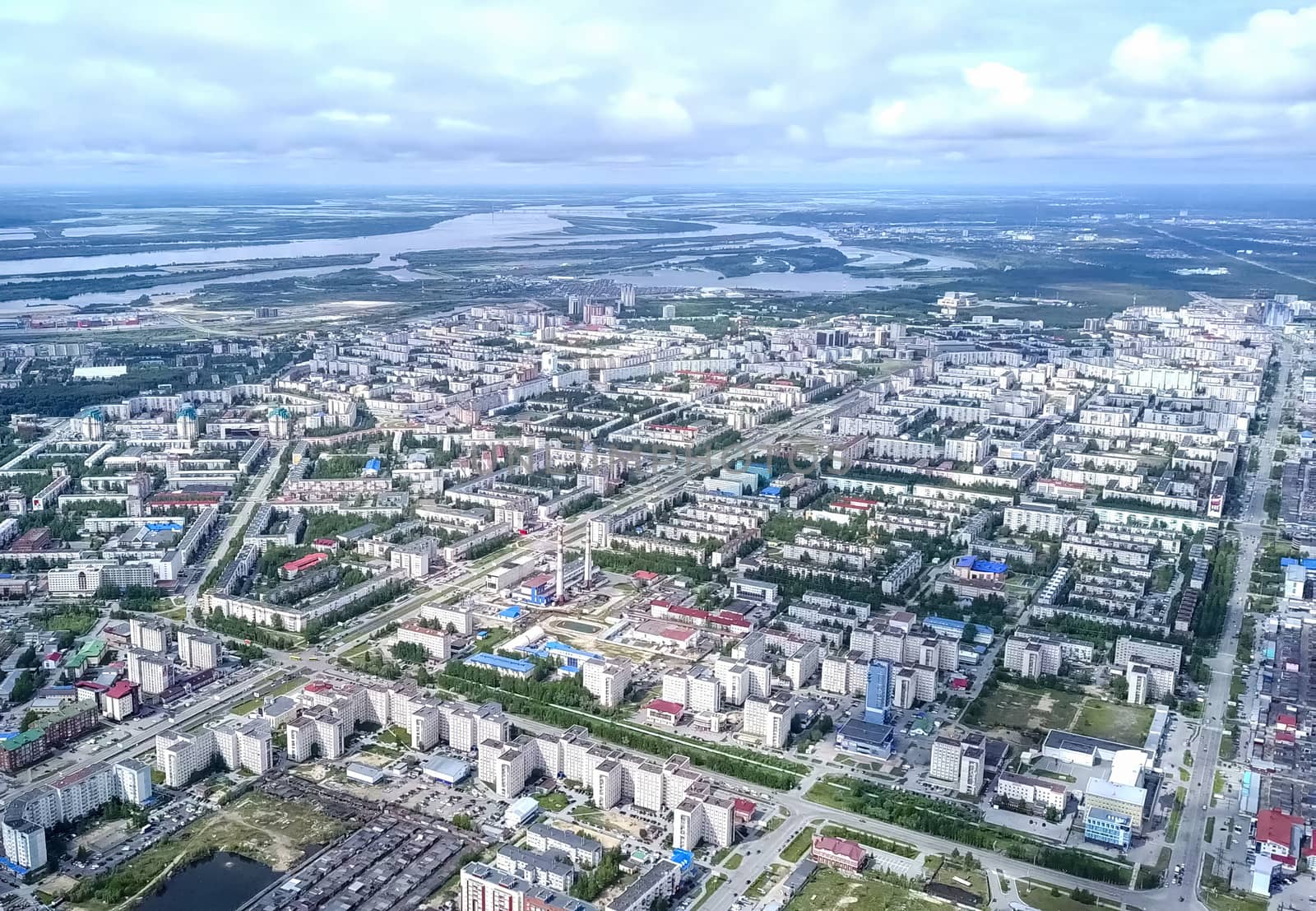 View from above on city of Surgut. Hunts-Mansi Autonomous Region, surgut city from a bird's-eye view. by DePo